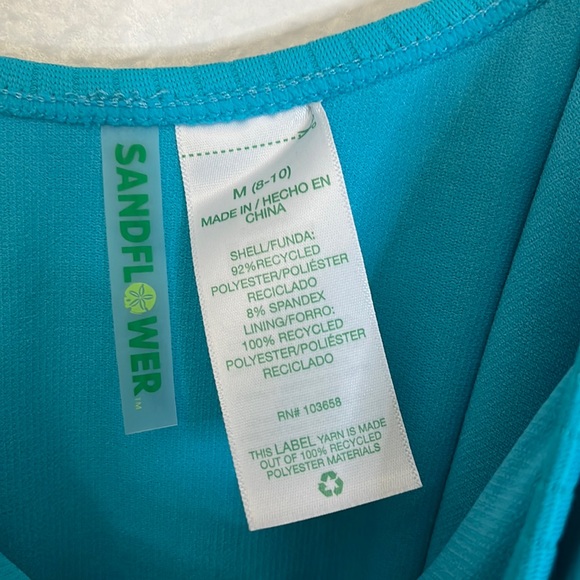 Sandflower Women's Aqua Blue Ribbed Knit One Piece Swimsuit Medium (8-10) NWT - Picture 6 of 11